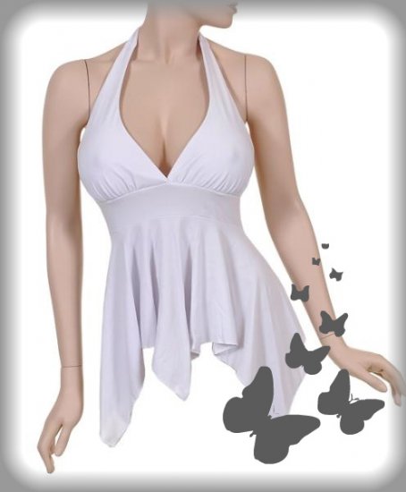 Three Backless White Halters | Medium, Small