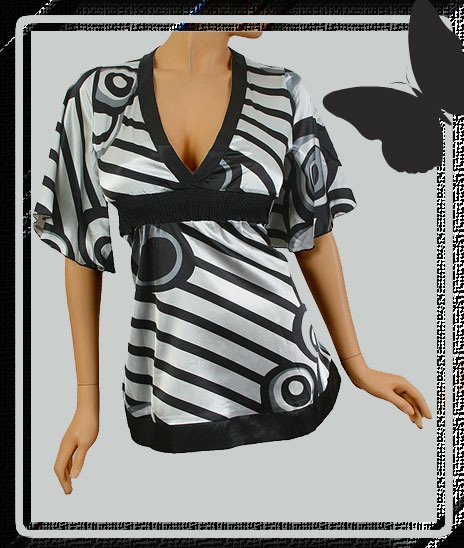 Black & Gray Diagonal Striped Top Small