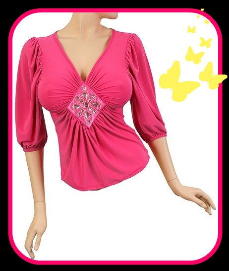 Hot Pink Bedazzling Jeweled Top Medium