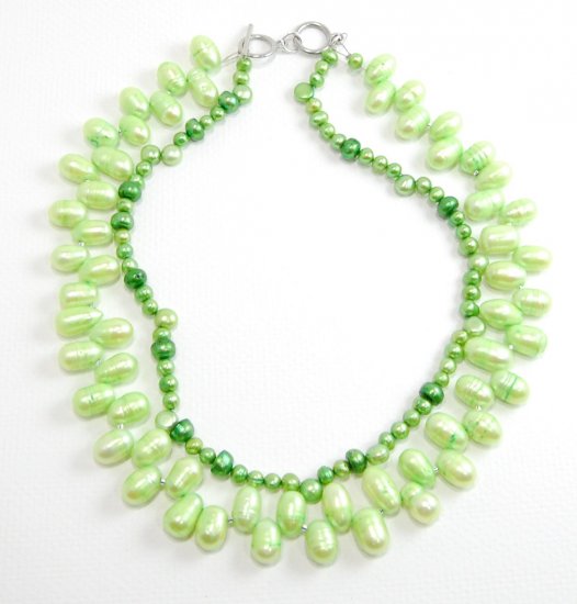Green Freshwater Pearl Multistrand Necklace
