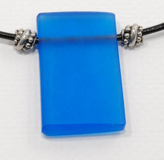 Dark Blue Resin Pendant on Leather Cord