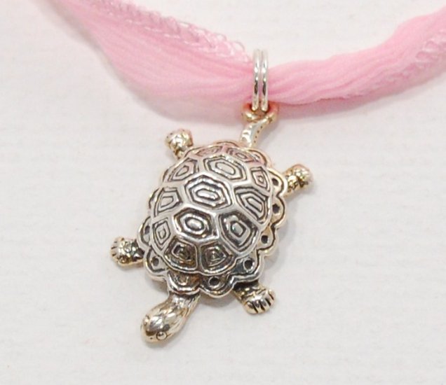Toroise Charm on Pink Fairy Ribbon