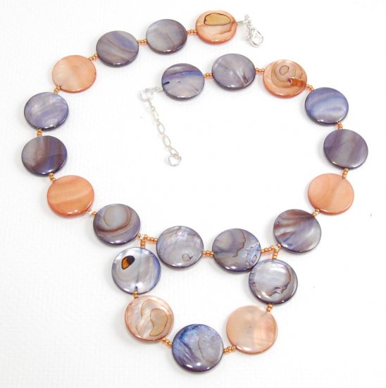 Brown and Blue Mother of Pearl Necklace
