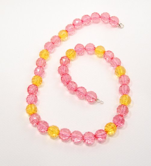 Pink and Amber Resin Necklace