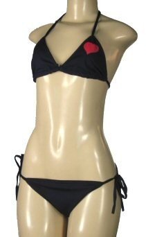 E uro Ashley Junior Bikinis with Printed Designs blk w/ heart