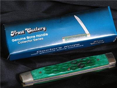 German 440 Stainless-GREEN JIG BONE! Doctors Knife NEW