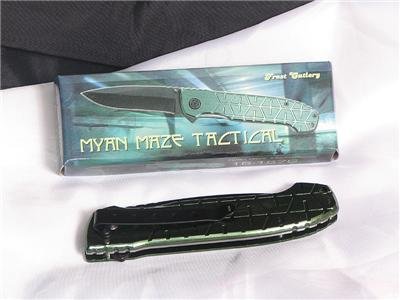 Myan Maze Tactical Green Folder-Stainless Steel Frame