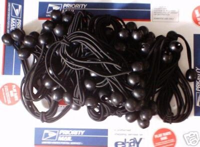 100pc BungeBalls -- 9" long -- black -- ptm brand