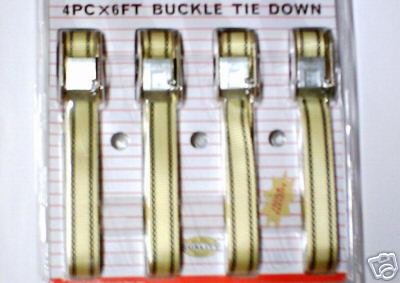 4pc - 1'' X 6' Heavy Duty Buckle Strap Tie Down
