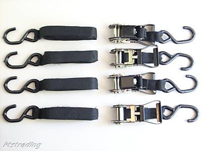 4pc 1'' X 15' Heavy Duty Ratchet Strap Tie Down