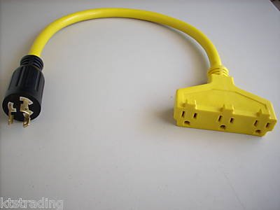 2' long 1 Male Twist Lock Cord w/ 3 female receptacles