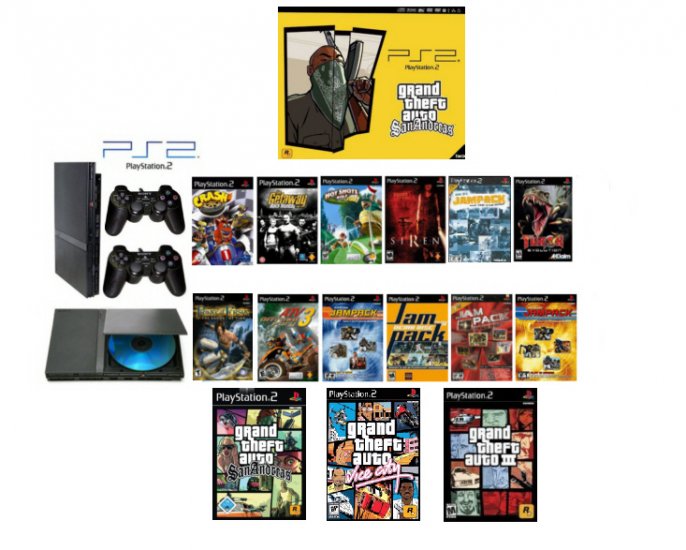 Playstation 2 "Ultimate Grand Theft Auto Bundle" - 16 Games + 2 Dual Shock Controllers