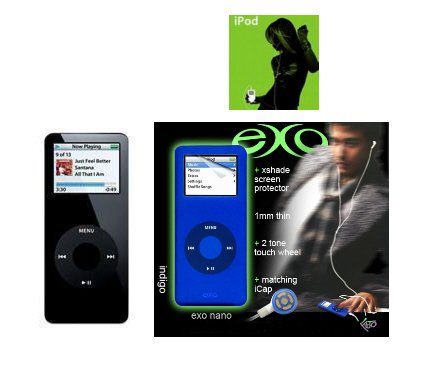 Ipod Nano 1GB Black - 240 Songs in Your Pocket + Exo Nano Combo
