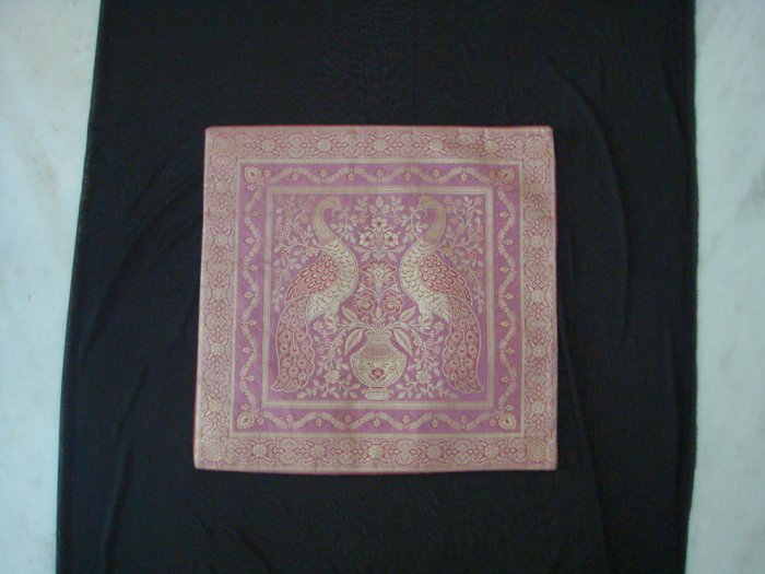100% Handmade Banarasi Silk Pillow Covers - Pink