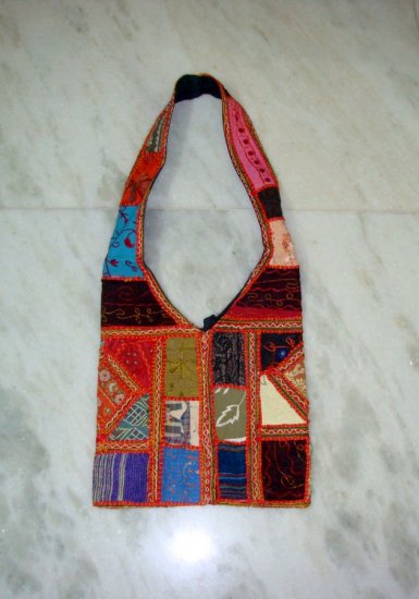 Funky Funky Embroidered Thread Work Shoulder Bag with old saree Patch Work For Schools Handmade