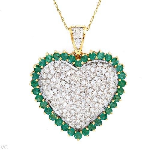 2.00 CTW Diamond and Emerald Necklace