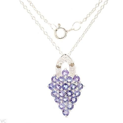 1.41 ctw Stylish Diamond and Tanzanite Necklace Pendant