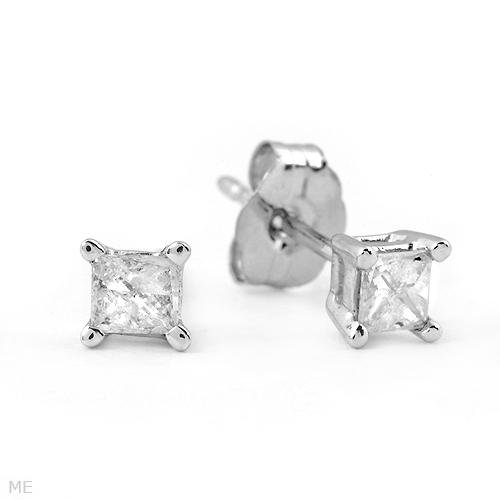 Charming .20ct Princess Cut Diamond Earrings White Gold