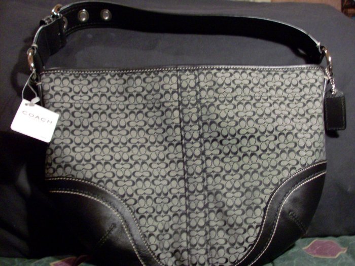NWT Authentic COACH Black Soho Minisig Med Hobo Handbag