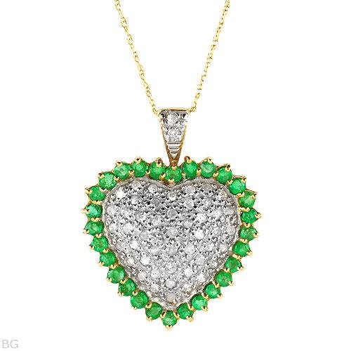 Stunning .76 C Diamond and Emerald Necklace Elegant