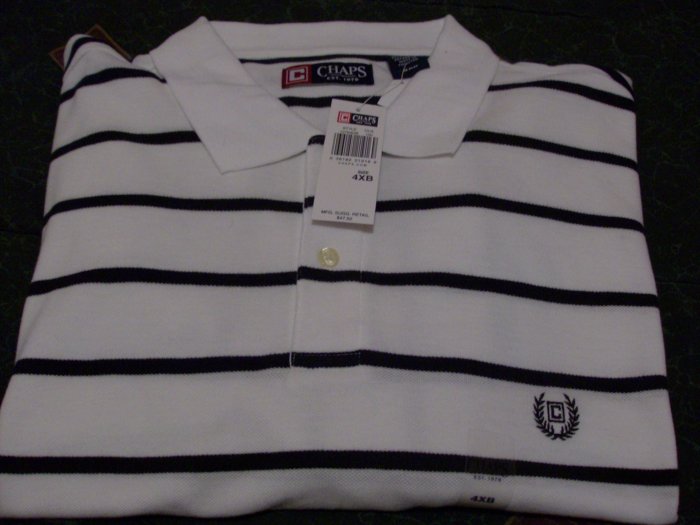 NWT Chaps Golf Polo Shirt Size 4XB, XXXXB White New