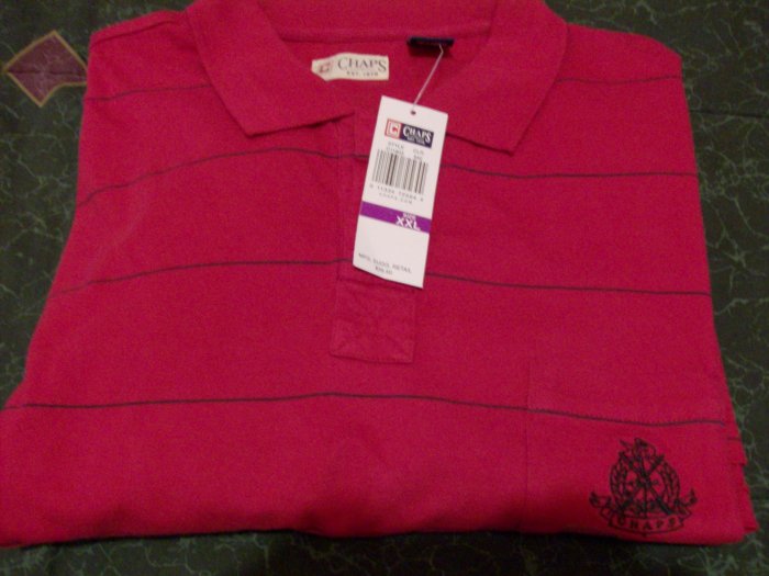 NWT Red Stripped Chaps Polo Shirt Sz 2X, XX