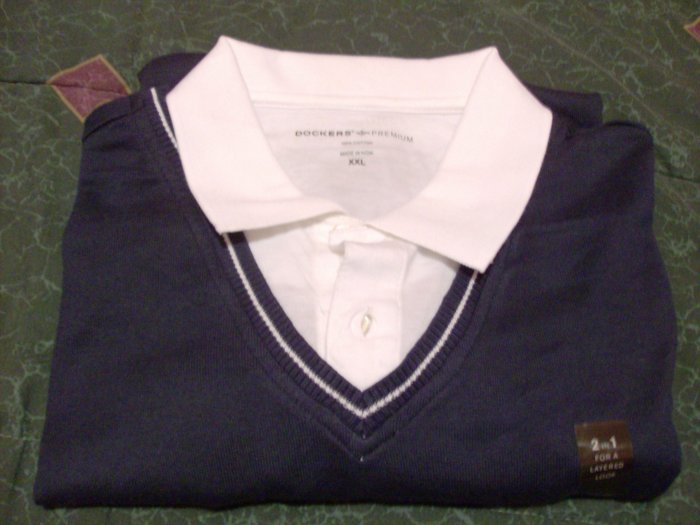NWT Dockers Golf 2 in 1 Polo Shirt Size 2X Layered XX