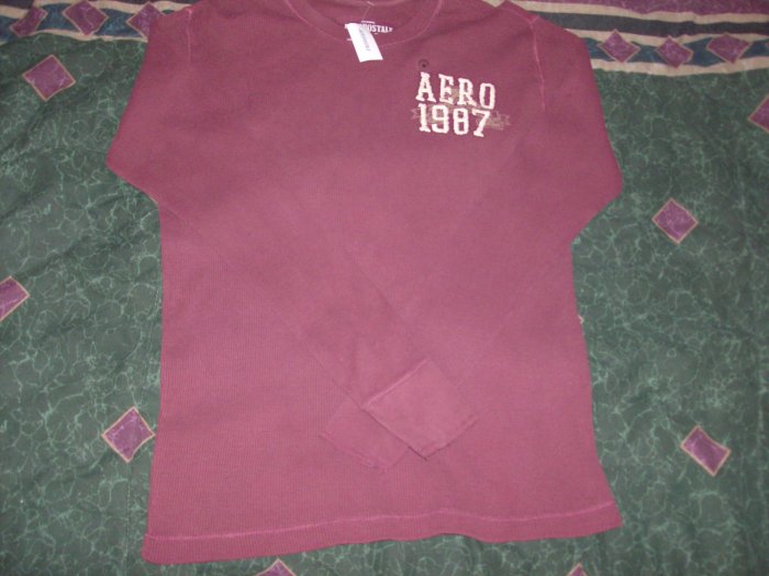 NWT Men's Aeropostale Burgundy Long Sleeve Shirt Sz. L