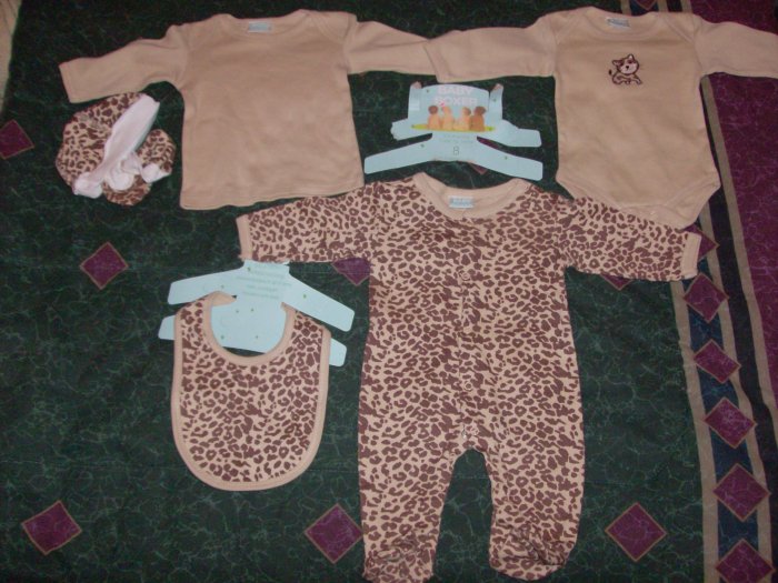 NWT Adorable 6 PC Baby Boxer Cheetah Cat Set 3-6 months