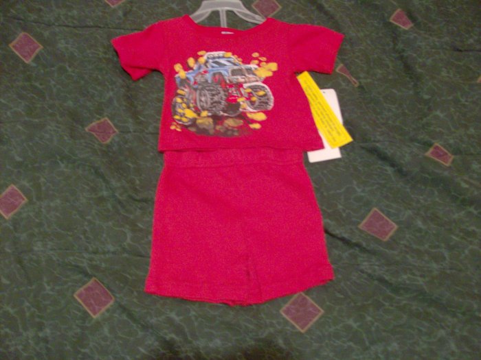 NWT Stylish 2 Piece Big Trucker Red Set 3T
