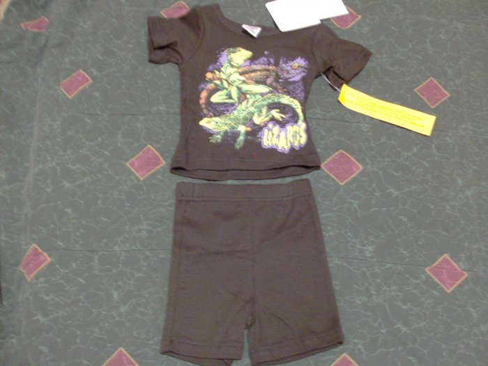 NWT Wild Lizards 2 Piece Black Set 3T