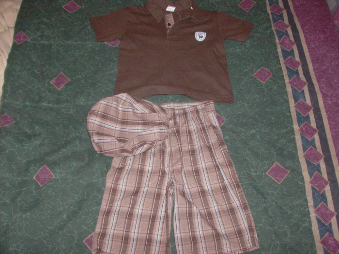 NWT Stylish Fisher Price Brown Plaid Medley 3 PC Set 4T