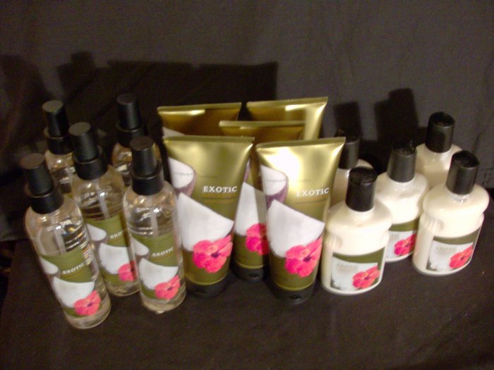 Small Set of Bath and Body Works Exotic Coconut Lotion, Body Cream and Body Spray