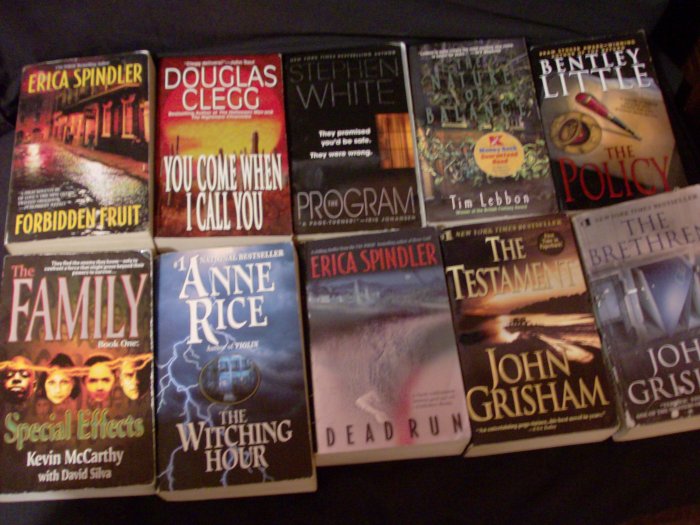 Lot of 10 Books Grisham, Bentley, Anne Rice, Spindler