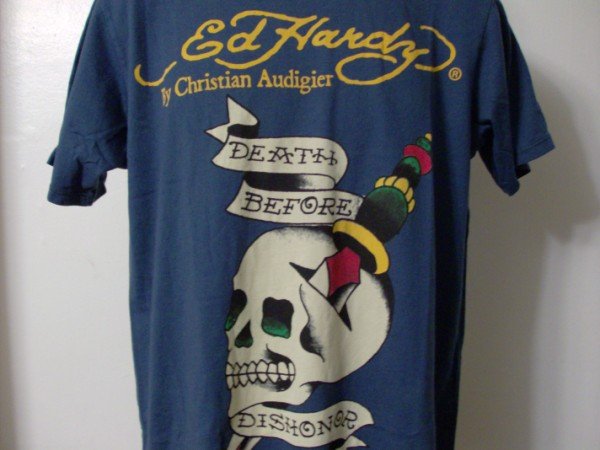 NWT Rare Authentic Ed Hardy Death Before Dishonor Shirt Sz L