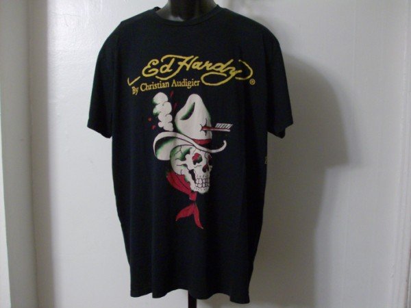 NWT Rare Authentic Ed Hardy Menacing Cowboy Skull Shirt Sz XL