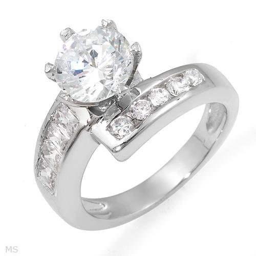 4.55 ctw Round Solitaire Cubic Zirconia Engagement Ring with Round and Emerald accents Size 6.75