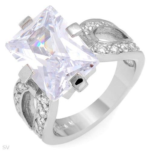 10.07 ctw Emerald Solitaire Cubic Zirconia Engagement Ring with Round Accents Size 8