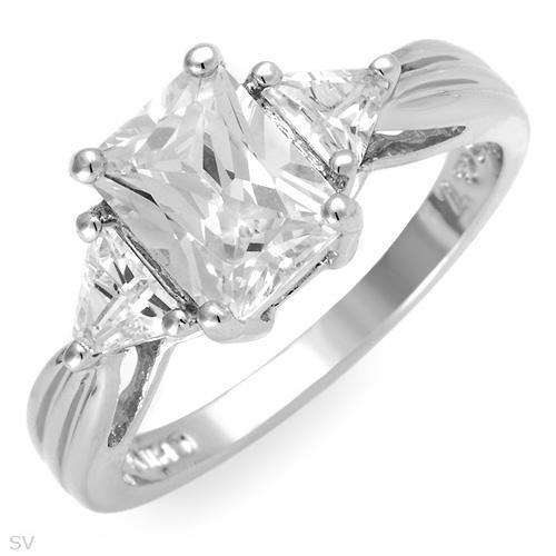 Amazing 3 Stone Princess and Triangle Cut 9.45 ctw Cubic Zirconia Engagement Ring Size 7
