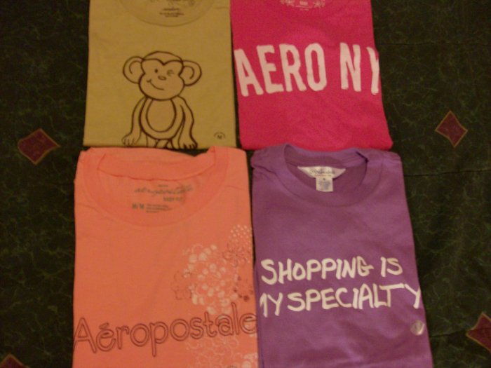 4 Aeropostale Womens Baby Fit Tees