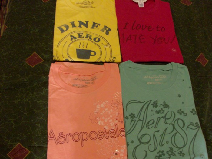 4 Aeropostale Womens Baby Fit Tees