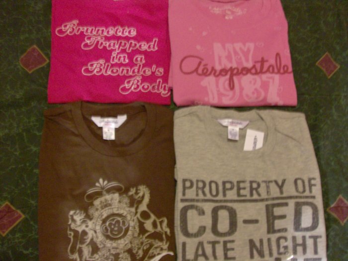4 Aeropostale Womens Baby Fit Tees