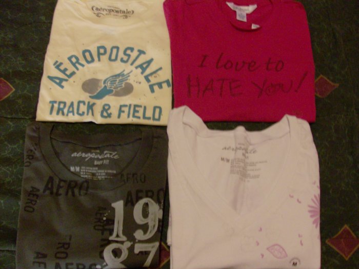4 Aeropostale Womens Baby Fit Tees