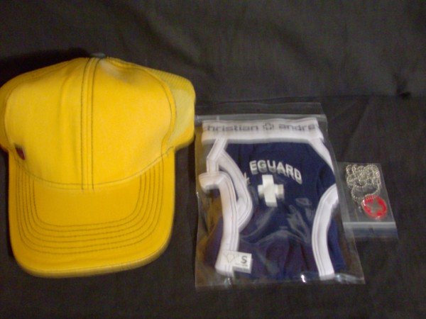 Andrew Christian Lifeguard Underwear, Hat and Necklace