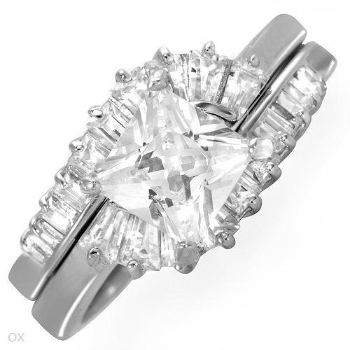 4.15 ctw Cubic Zirconia Baguette Cut Engagement Ring Set 8