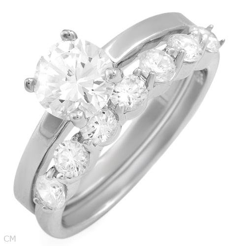 3.50 ctw Cubic Zirconia Round Cut Engagement Ring Set 6