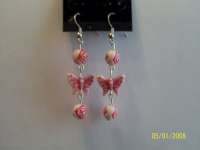 Little Girls Butterfly and Rose Dangle Earrings