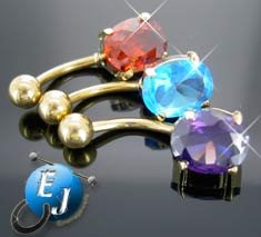 3 PC Lot Gold Plated Navel Belly Button Rings NEW