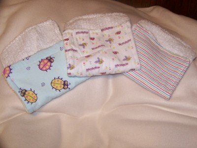 Three 3 Burp Clothes Chenille/PRR (Painting Red Rhinos)Fabric