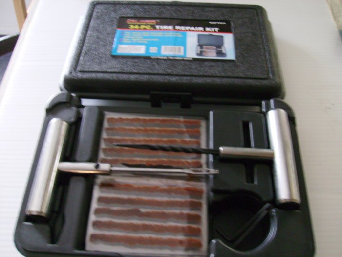 34 pc Tire Repair and Plug kit with case, Heavy Duty